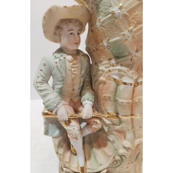 Antique 19th Century French Bisque Porcelain Victorian Man Spill Vase Figurine - Picture 15 of 16